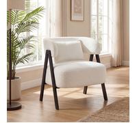 GIANTEX Fauteuil de Salon Rembourré avec Dossier Incurvé et Coussin Lombaire,Pieds Métalliques,65x62x72,5cm,Charge 150KG,Blanc