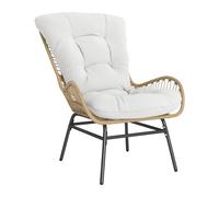 GIANTEX Fauteuil d'Extérieur, Chaise de Jardin en Rotin PE avec Coussin Rembourré, Dossier Inclinable, Accoudoirs Courbés, Fauteuil de Détente pour Intérieur et Extérieur, 84 x 70 x 88 cm