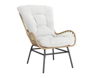 GIANTEX Fauteuil d'Extérieur, Chaise de Jardin en Rotin PE avec Coussin Rembourré, Dossier Inclinable, Accoudoirs Courbés, Fauteuil de Détente pour Intérieur et Extérieur, 84 x 70 x 88 cm