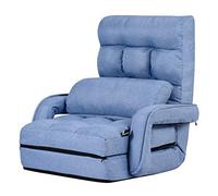 Giantex Fauteuil Pliable avec Accoudoirs et Coussins, Fauteuil Sol Dossier Réglable en 5 Positions, pour Salon, Bureau, Chambre (Bleu)