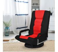 GIANTEX Fauteuil Relax Pivotant et Pliable,Dossier Réglable à 6 Positions+ Pivotant à 360°,Fauteuil de Sol Inclinable,Noir+Rouge