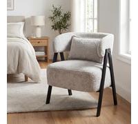 Giantex Fauteuil Salon en Fausse Fourrure de Lapin, Fauteuil Rembourré Confortable avec Dossier Incurvé et Coussin Lombaire, Pieds Métalliques Solides, pour Coin de Lecture, Salon, Chambre, Gris