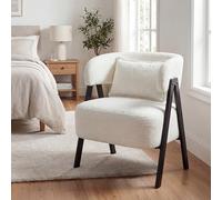 Giantex Fauteuil Salon en Fausse Fourrure de Lapin, Fauteuil Rembourré Confortable avec Dossier Incurvé et Coussin Lombaire, Pieds Métalliques Solides, pour Coin de Lecture, Salon, Chambre, Blanc