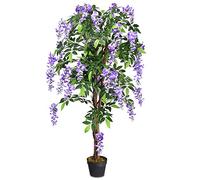 GIANTEX Glycine Artificielle Hauteur 1,5 m, Arbre Artificiel Décoration, Tronc Branches Liane Lichen Feuilles Grand réalisme Pot, pour Salon, Chambre, Cuisine, Salle de Conférence