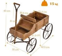 GIANTEX Jardinière Forme Brouette Chariot Décoratif en Bois avec 2 Bac de Plantation pour Jardinière,Jusqu’à 15kg,35×62,5×60cm Noy