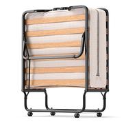 GIANTEX Lit d'Appoint Pliable 90x200cm-Lit 1 Place à Roulettes avec 17 Lattes-Matelas en Mousse à Mémoire-Cadre en Métal-120 kg