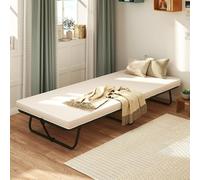 GIANTEX Lit Pliant 80 x 190 cm avec Matelas en Mousse à Mémoire de Forme, Lit Pliant 1 Personne avec Cadre en Métal, Gain de Place pour Invités, Bureau, Chambre d'amis, Charge 170 kg,