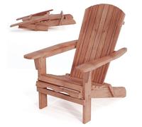 Giantex Lot de 2/4 chaises Adirondack pliantes, chaise d'extérieur avec cadre en bois d'épicéa, dossier haut et accoudoirs ergonomiques, chaise Adirondack pour Patio Jardin Cour Camping (1)