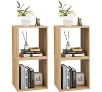 Giantex Lot de 2 Bibliothèque en Cube, Étagère Empilable Utilisation Combinée Empliable Séparée Dispositif Anti-basculement, 38x33x77cm Bois G