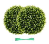 GIANTEX Lot de 2 boules de cèdre artificielles, plantes sphériques artificielles de 55 cm, arbustes ronds verts, résistants au soleil, boules décoratives pour jardin, patio, mariage et fête