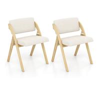 GIANTEX Lot de 2 Chaise Pliante en Bois, Chaise de Salle à Manger Portable avec Dossier, Siège Rembourrés, Chaise Visiteur Pliante, Compact, pour Salon, Bureau, Charge 181 KG, Naturel (Naturel)