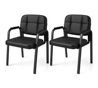GIANTEX Lot de 2 Chaises Visiteur avec Accoudoir Ergonomique, Fauteuil Lecture en Similicuir avec Assise&Dossier Rembourrés, Sièges d'Attente pour Bureau Réception Salle d'Attente, Charge 150kg