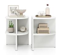 GIANTEX Lot de 2 tables d'appoint semi-circulaires, table de chevet en bois, table basse, petite table de salon, table latérale en demi-lune avec étagères ouvertes, table basse, table à thé, moderne