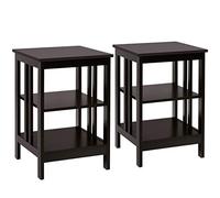 Giantex Lot de 2 tables de chevet, tables d'appoint à 3 niveaux, table basse en bois, petite table à café, table à thé, table de salon, table de chevet, commode de chevet, 40 x 40 x 61 cm, pour salon