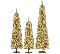 Giantex Lot de 3 sapin de noël artificiel de 120/150/180 cm, arbre de noël avec led Vert