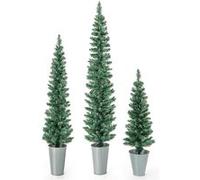 Giantex Lot de 3 Sapins de Noël Artificiels 90/120/150 cm, 120/140/160 Pointes de Branches Vert