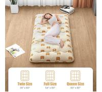 GIANTEX Matelas Futon Japonais 2 Personnes 140x200CM-Lit de Couchage Enroulable de Sol et Portable avec Sac de Transport Marron