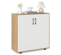 GIANTEX - Meuble de Rangement à 2 Portes - Étagère Réglable - 80 x 31,5 x 82 cm - Scandinave - pour Salon, Cuisine - Naturel