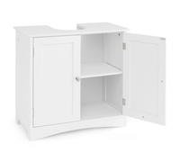 GIANTEX Meuble de rangement bas pour salle de bain, avec 2 portes et coupe en forme de U, étagère réglable, armoire basse pour salle de bain (pieds corves)