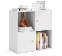 GIANTEX Meuble de Rangement Moderne- Étagère de Rangement à 4 Cubes- Bibliothèque en Bois- Salon,Chambre,Bureau- 60x29x60cm- Blanc