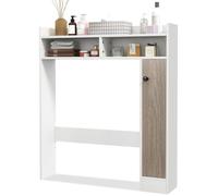 GIANTEX Meuble Dessus Toilettes WC- 2 Compartiments Ouverts- Placard à 3 Niveaux- 2 Étagères Réglable - Colonne Salle de Bain-
