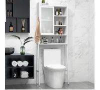 GIANTEX Meuble Dessus Toilettes WC-Colonne/Meuble Salle de Bain-Porte Coulissantei-Étagère Réglable & Amovible-63x29x170 cm-Blanc
