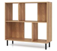 Giantex Meuble Étagère à 4 Cubes, Bibliothèque à 2 Niveaux avec Pieds en Métal, 2 Compartiments Semi-Ouvertes, Étagère de Rangement pour Appartements, Dortoirs, Bureaux, 90x30x90 cm (Naturel)