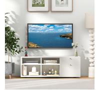 GIANTEX Meuble TV 108 cm- 2 Tiroirs- 4 Compartiments Ouverts- pour TV 49""- Armoire de Rangement Moderne pour Salon, Chambre- Blanc