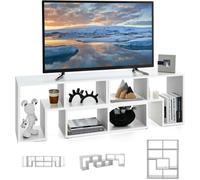 GIANTEX Meuble TV Modulaire en 3 Pcs Combiné Libre- 3 Etages avec 6 Compartiments- pour TV à 65""- 134-180x 30x 43 cm-Blanc