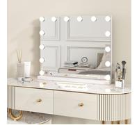 GIANTEX Miroir de Maquillage Hollywood Lumineux 14 LED- 3 Couleurs+ 3 Luminosités Réglables- Ecran Tactile- 50x 43x 12 CM