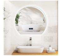 GIANTEX Miroir de Salle de Bain LED 53 x 60 cm, Forme de Demi-Lune sans Cadre,Éclairage LED 3 Couleurs, Fonction Anti-Buée & Mémoi