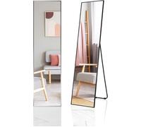 GIANTEX Miroir sur Pieds/Mural Rectangulaire- 160H x 40L cm- Psyché Grand pour Chambre Antidéflagrant- Cadre en Métal- Noir