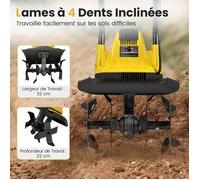 GIANTEX Motobineuse Électrique Filaire Micro-motobineuse Manuelle 10 A Largeur de Travail 32 cm Profondeur de Travail 22 cm Jaune