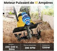 GIANTEX Motobineuse Électrique Filaire Micro-motobineuse Manuelle 10 A Largeur de Travail 36 cm Profondeur de Travail 22 cm Jaune