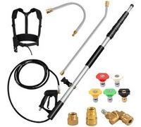 COSTWAY Lance Télescopique pour Nettoyeur Haute Pression 550CM 5 Buses de Pulvérisation, 2 Adaptateurs, Coupleur Pivotant en Alliage
