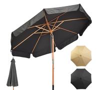 GIANTEX Parasol de Jardin Extérieur 3M Inclinable, Auvent Réglable en 3 Positions, Protection UV avec Lambrequin, Mât de 47 mm pour Terrasse, Balcon, Plage (Gris Foncé)