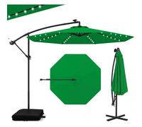 GIANTEX Parasol de Jardin Extérieur avec Pied - 3x3M - 40 Lampes Solaires - Inclinable - Manivelle - 8 Baleines - UPF50+, Vert