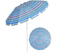 GIANTEX Parasol de Plage Anti UV 2,43 M avec Mécanisme Inclinable 30°,Protection UV 50+,Sac de Transport,Pied Amovible