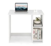 GIANTEX Petit Bureau avec Rangement avec 2 Étagères Ouverte, Barrière Pratique, Style Moderne, Gain de Place, Table de Bureau pour Salon, Chambre, Studio, 80 x 40 x 74 cm (Blanc)