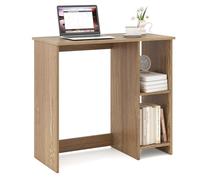 GIANTEX Petit Bureau avec Rangement avec 2 Étagères Ouverte, Barrière Pratique, Style Moderne, Gain de Place, Table de Bureau pour Salon, Chambre, Studio, 80 x 40 x 74 cm (Naturel)