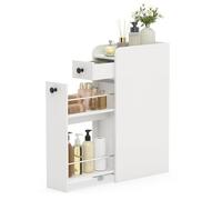GIANTEX Petit Meuble Salle de Bain à 2 Tiroirs, Meuble WC Etroit avec 2 Roues, Dispositif Anti-Basculement, Rangement Toilette WC Petit Espace, Meuble Papier Toilette,18 x 40 x 70 cm, Blanc