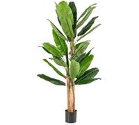GIANTEX Plante Artificielle Intérieur, Fausse Plante Bananier 195 CM en Pot avec Ciment, 3 Tiges Réalistes & 27 Grandes Feuilles, Arbre Artificiel Intérieur Extérieur Maison Jardin Bureau