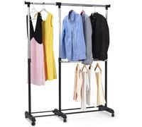 GIANTEX Portant à vêtements télescopique avec 6 roulettes, penderie réglable en hauteur 93-168cm et longueur 91-160cm