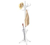 GIANTEX Portemanteaux pour Entrée,Hauteur 184 cm, Perroquet Porte Manteau avec 12 Crochets & Porte-Parapluies, Portant à vêtements sur Pied en Forme d'arbre, pour Entrée,Couloir (Blanc)