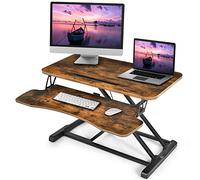 Giantex Poste de Travail Informatique Assis Debout Réglable en Hauteur, Convertisseur Bureau avec Plateau pour Clavier et Support pour Tablette, 80 x 64 x 11-50,5 cm (Marron)