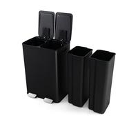 GIANTEX Poubelle à Pédale Tri Sélectif- 2 Seaux 30 L en Inox Amovibles- avec Boîte Désodorisante et Couvercle Silencieux- Noir