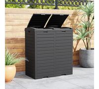 GIANTEX Poubelle Extérieure de 235 L Double Bacs, Poubelle Classée Etanche avec Couvercle à Plusieurs Niveaux, Bac d'Egouttage, Poignée, pour Terrasse, Cour, Jardin, Extérieur (Noir)