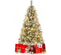Giantex Sapin de Noël 150cm, 450 Branches Articulées avec 200 LED et 8 Éclairage vert G