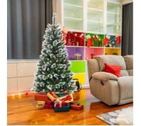 GIANTEX Sapin de Noël Artificiel 1,5 M, 339 Branches, Arbre de Noël avec Neige Floqué et Baies Rouges, non Lumineux, Décor de Fêtes