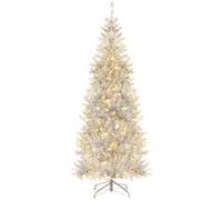 Giantex Sapin de Noël Artificiel avec Lumières LED, Hauteur 180 cm, Argenté et Vert Argent